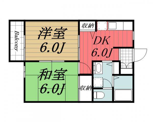グランメール勝田台(2DK/1階)の間取り写真