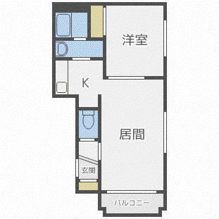 グランメール麻生(1LDK/3階)の間取り写真
