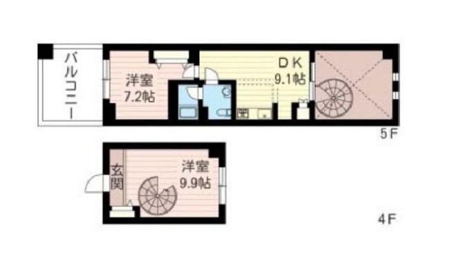 レジデンスシャルマン月島(2DK/8階)の間取り写真