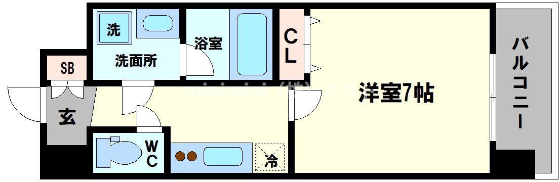スプランディッド難波サウス(1K/9階)の間取り写真