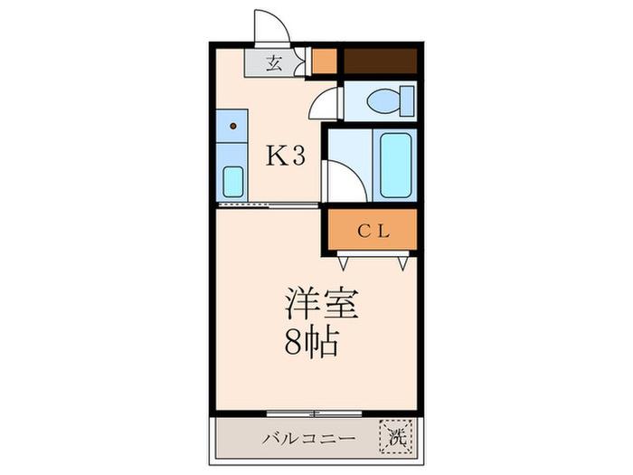 BERGAMOTTO足立(1K/3階)の間取り写真