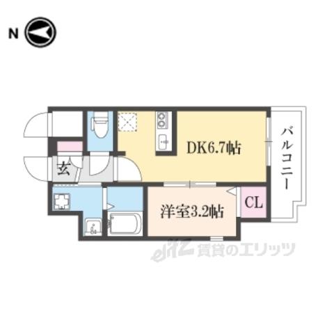 ONLYONEキセラタウンⅡ(1DK/5階)の間取り写真
