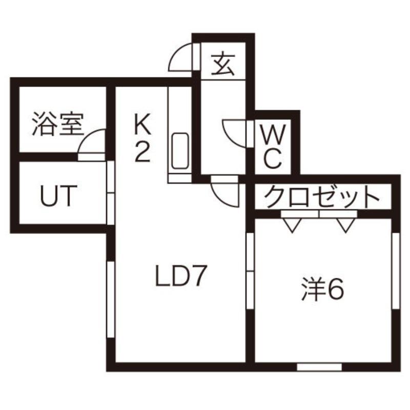 ラフィーネ南郷(1LDK/2階)の間取り写真