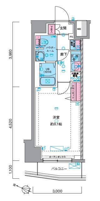 ジェノヴィア瑞江(1K/6階)の間取り写真
