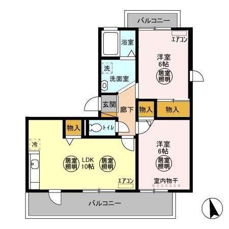 トリニシティ壱番館(2LDK/3階)の間取り写真