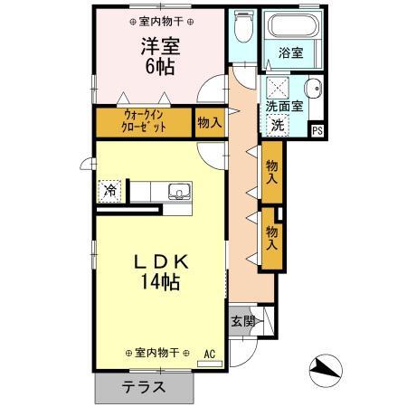 ドエル22(1LDK/1階)の間取り写真