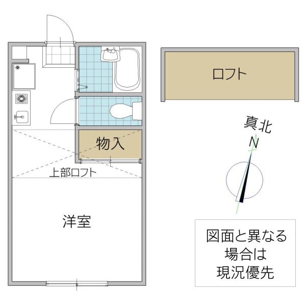 スカイアート(ワンルーム/2階)の間取り写真