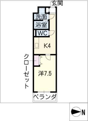 ローズウッド瑞穂(1K/3階)の間取り写真