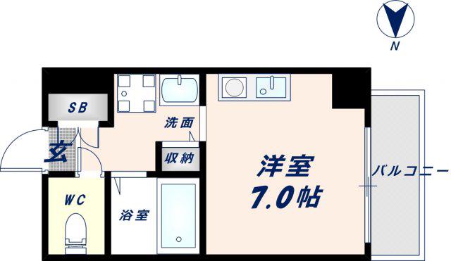パークモダン高井田(1K/5階)の間取り写真