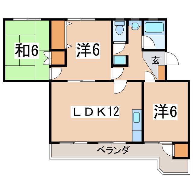 グリーンハイム(3LDK/4階)の間取り写真