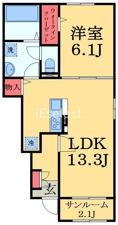 クレールC(1LDK/1階)の間取り写真