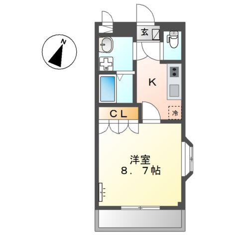 スクエア 105(1K/2階)の間取り写真