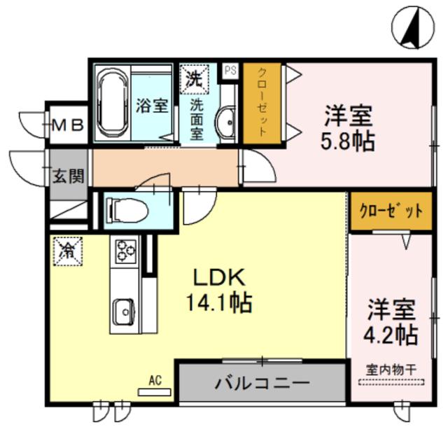グレースコート常盤(2LDK/1階)の間取り写真
