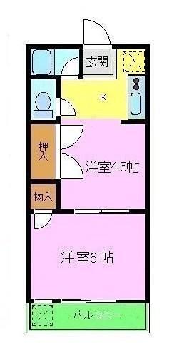 ニュー白樺ハイツ(2K/1階)の間取り写真
