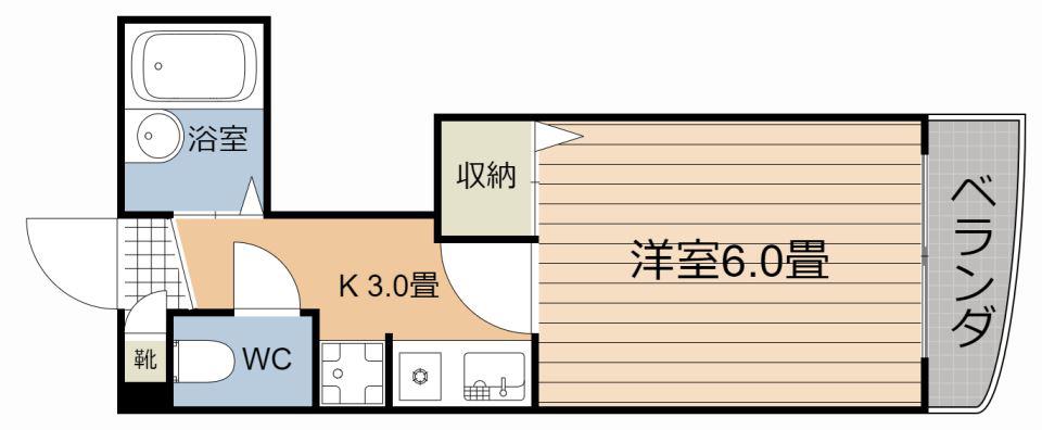 メゾンドール荒田(1K/2階)の間取り写真
