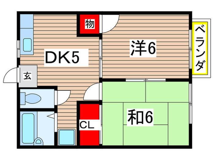 レピュート遠西(2DK/2階)の間取り写真