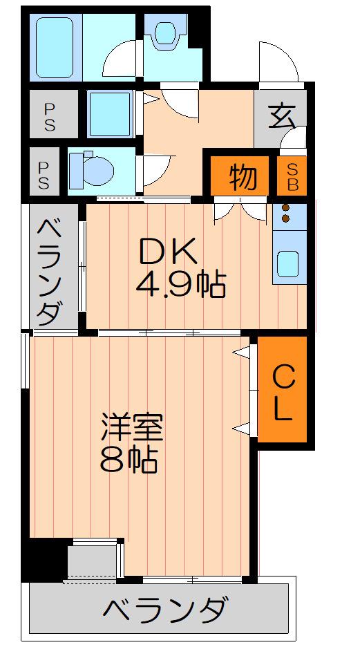 ブランミュール文の里(1DK/6階)の間取り写真