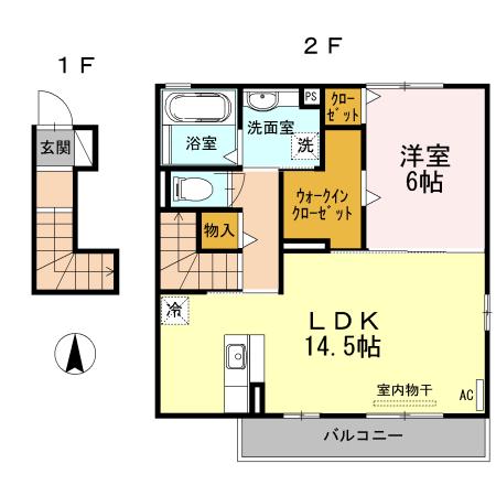 LA LUCE A(1LDK/2階)の間取り写真