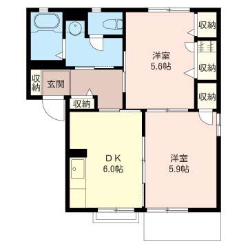 SHA MAISON三里塚(2DK/1階)の間取り写真