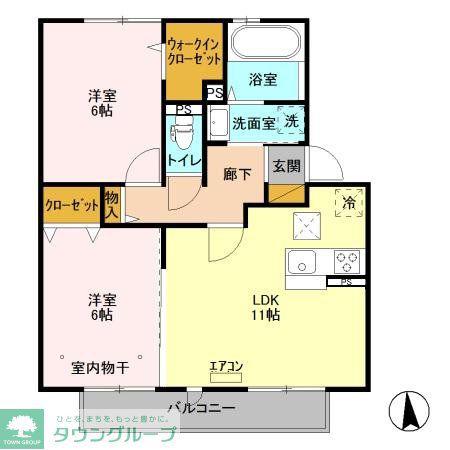 オアシスタナカ(2LDK/1階)の間取り写真