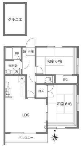 カーサエヌ&ティー(2LDK/2階)の間取り写真