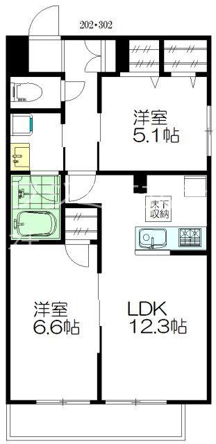 クレオール中野(2LDK/2階)の間取り写真