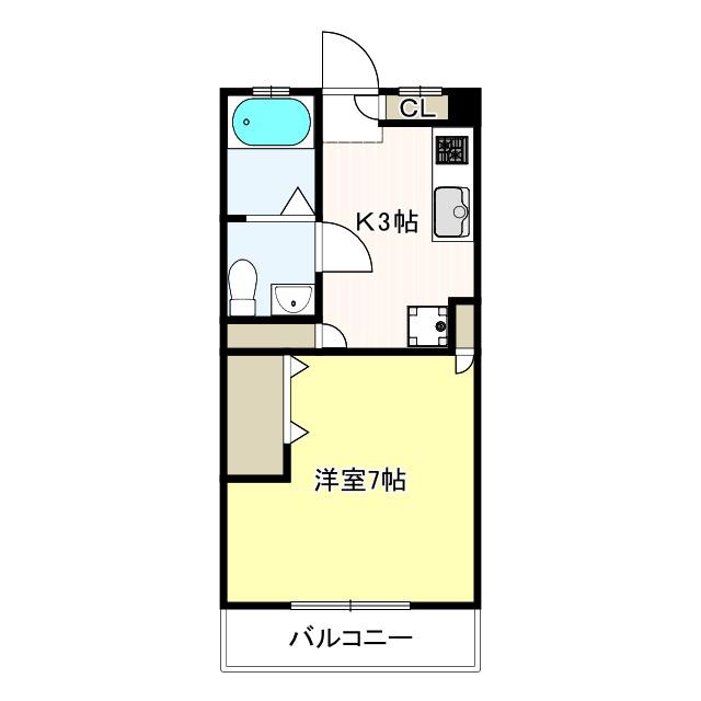 メゾン武蔵(1K/3階)の間取り写真