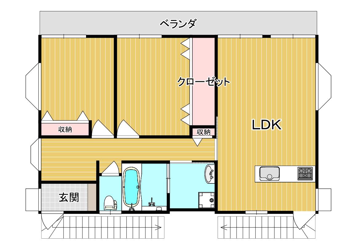 ホワイトヒル(2LDK/2階)の間取り写真