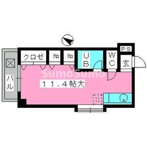 インペリアルヒルズ高宮(ワンルーム/2階)の間取り写真