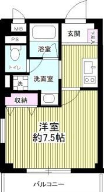 B′CASA川崎大師(1K/5階)の間取り写真