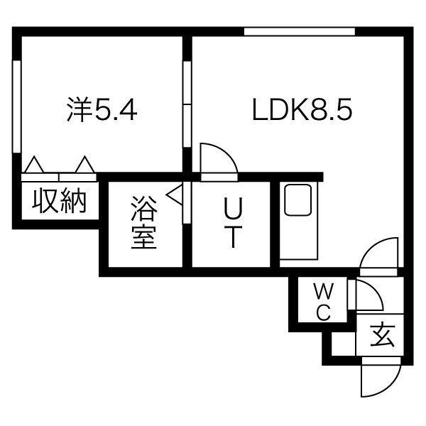 マイルーム環状通東 A棟(1LDK/2階)の間取り写真