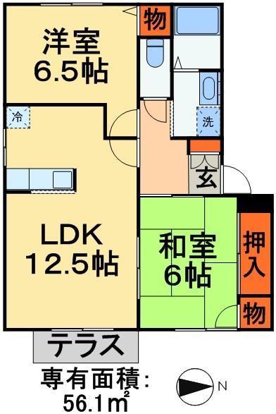 コンフォールA(2LDK/1階)の間取り写真