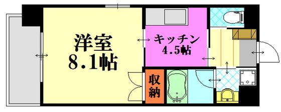 ソフィアコート光町(1DK/5階)の間取り写真
