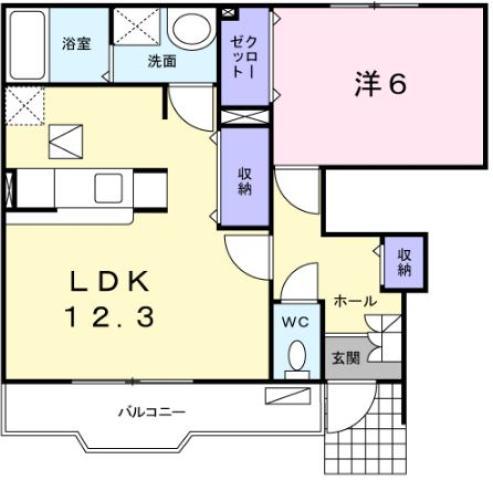 アルカンシエル(1LDK/1階)の間取り写真