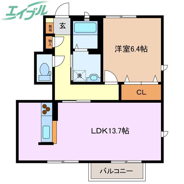 クレアール(1LDK/1階)の間取り写真