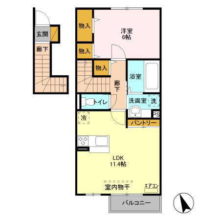 アイウィンド(1LDK/2階)の間取り写真
