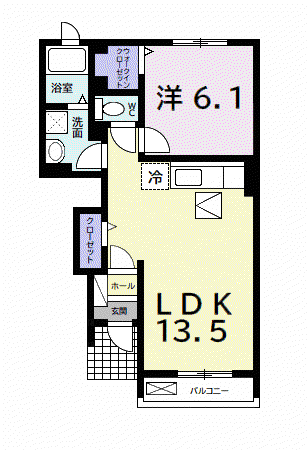 アルカンシェルI(1LDK/1階)の間取り写真