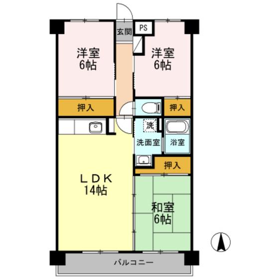 フォレストYS(3LDK/4階)の間取り写真