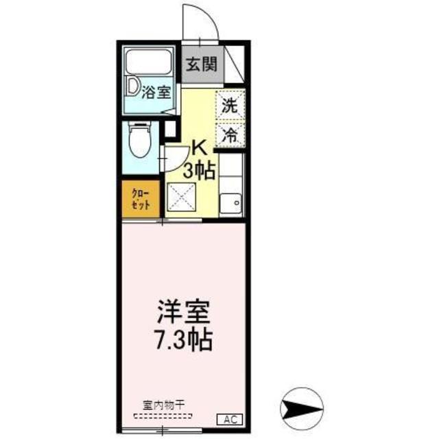マエサン宮内(1K/1階)の間取り写真