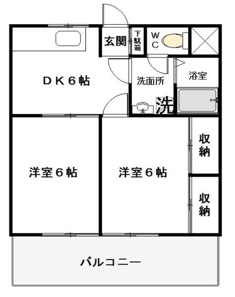 ザ344ビル(2DK/6階)の間取り写真