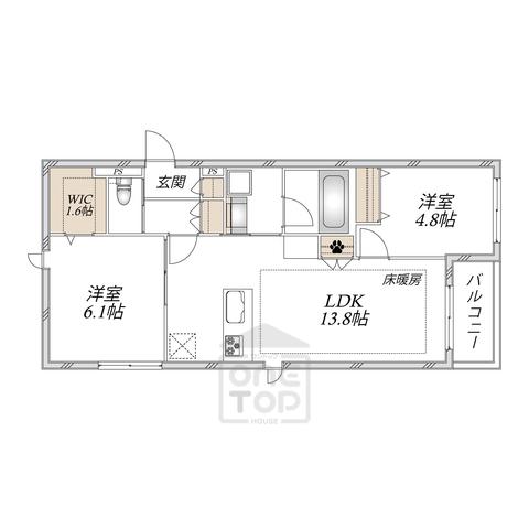 北区本庄西2丁目へーベルメゾン(2LDK/4階)の間取り写真