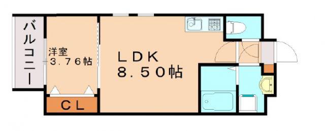 サクラメント久留米(1LDK/2階)の間取り写真