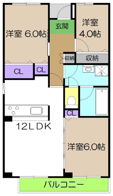 イーリスハイツ C棟(3LDK/3階)の間取り写真