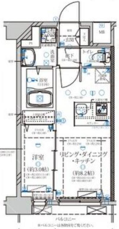 ディアレイシャス名古屋大須通(1LDK/13階)の間取り写真