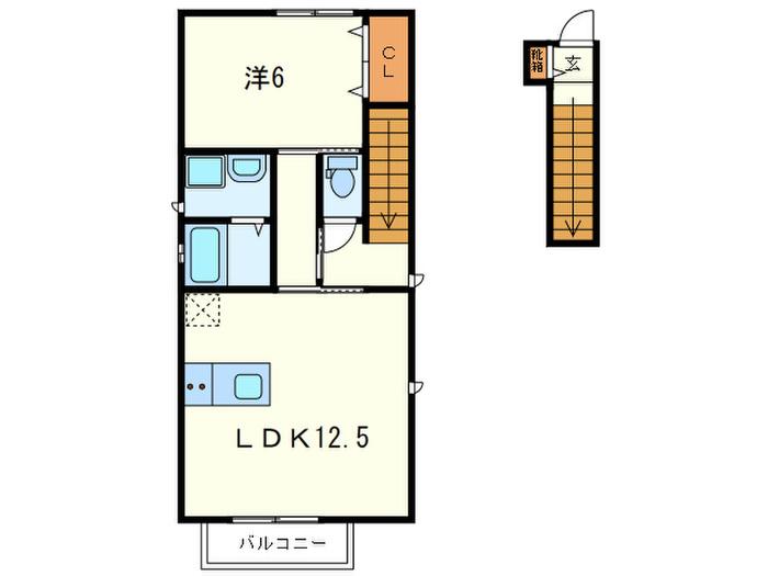 BELLE LEAD上野通(1LDK/2階)の間取り写真