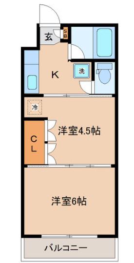 イーグルハイツ高松I(2K/2階)の間取り写真