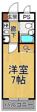 ダイドーメゾン園田2(1K/4階)の間取り写真