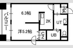 LEE豊平3条(1LDK/8階)の間取り写真