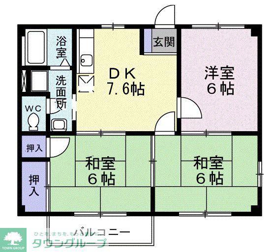 カサグラシアA(3DK/1階)の間取り写真
