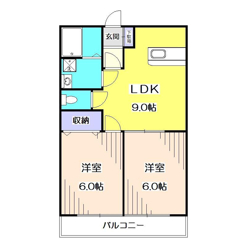 ベルフォーレ・石神(2LDK/2階)の間取り写真